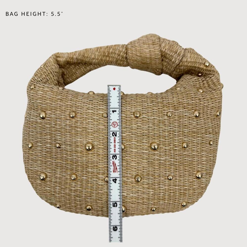 Urban Expressions Raffia Top Knot Bag Studded straw bag NWOT - Picture 6 of 7